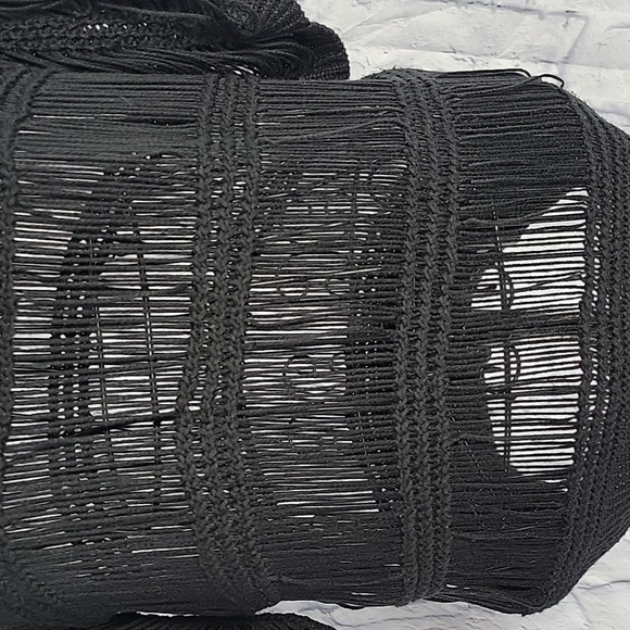 CHICO'S Black Open Weave Crochet 90's Blouse Large - Picture 3 of 7